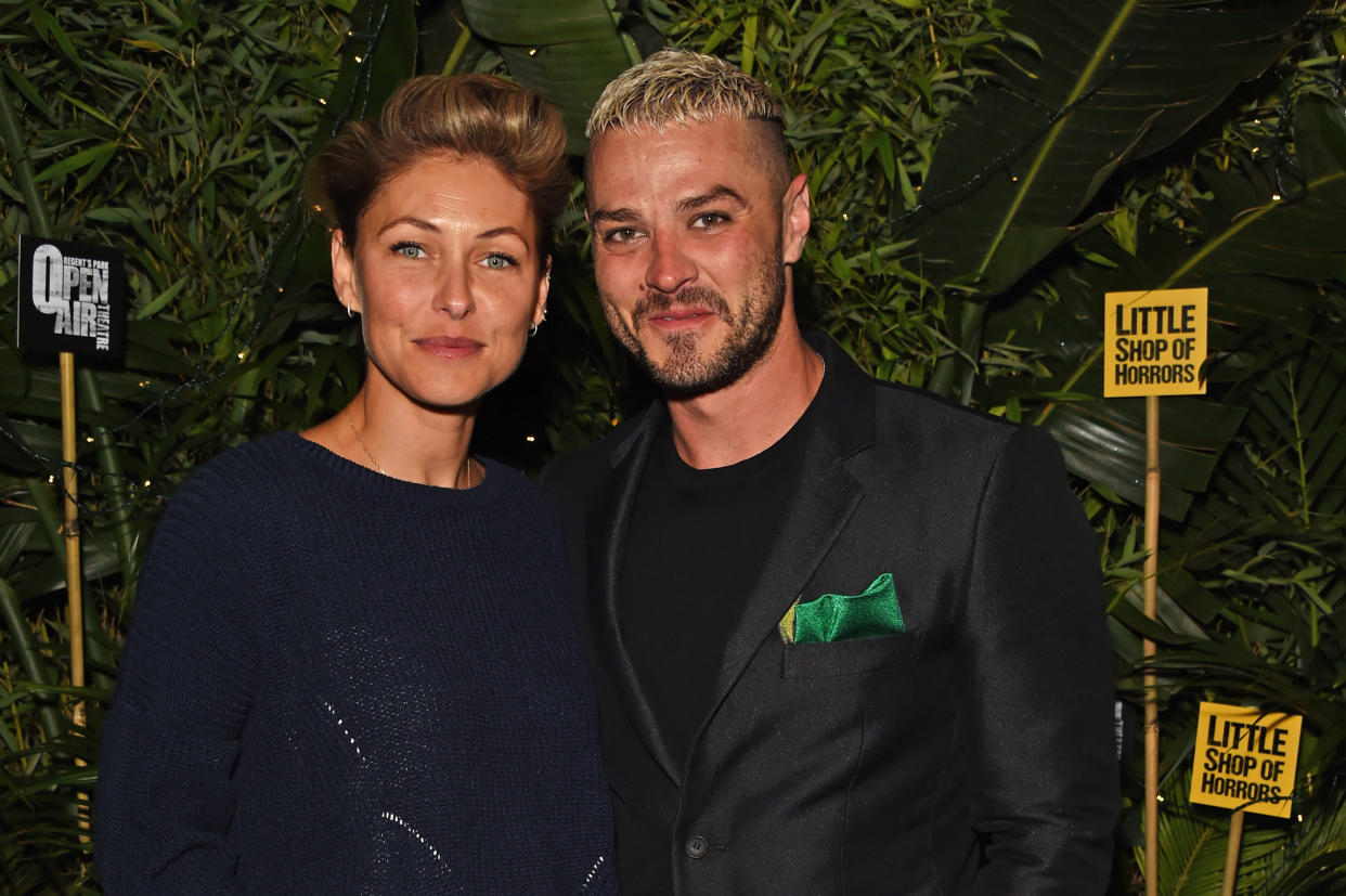 LONDON, ENGLAND - AUGUST 10:  Emma Willis (L) and cast member Matt Willis attend the press night after party for 