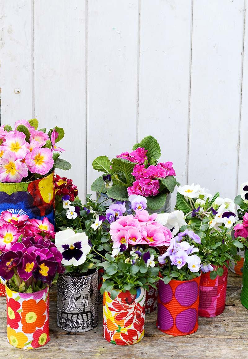 painted tin can diy planters