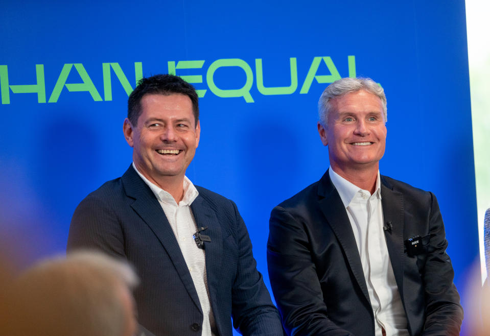 Coulthard and Komarek are partnering to launch >= More Than Equal, a global initiative to find the first female Formula One world drivers' champion.