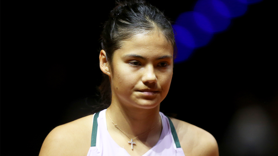 Emma Raducanu (pictured) looking disappointed during a tennis match.