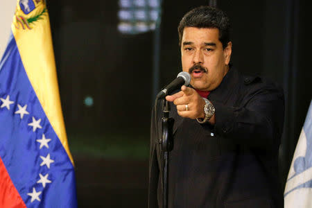 Venezuela's President Nicolas Maduro talks to the media during a news conference at Miraflores Palace in Caracas, Venezuela January 16, 2017. REUTERS/Marco Bello