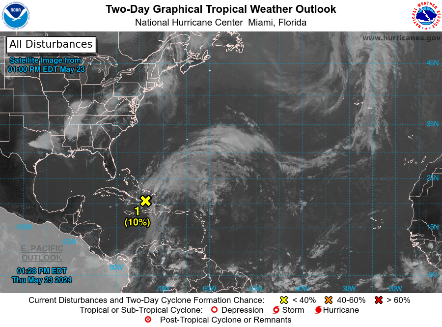 Tropical conditions 2 p.m. May 23, 2024.