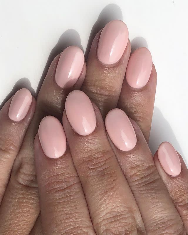 <p>For nails that look good enough to eat, choose a nude based pink that's a few shades lighter than your skin tone.</p><p><a href="https://www.instagram.com/p/ByVPV6bFNYt/" rel="nofollow noopener" target="_blank" data-ylk="slk:See the original post on Instagram;elm:context_link;itc:0;sec:content-canvas" class="link ">See the original post on Instagram</a></p>