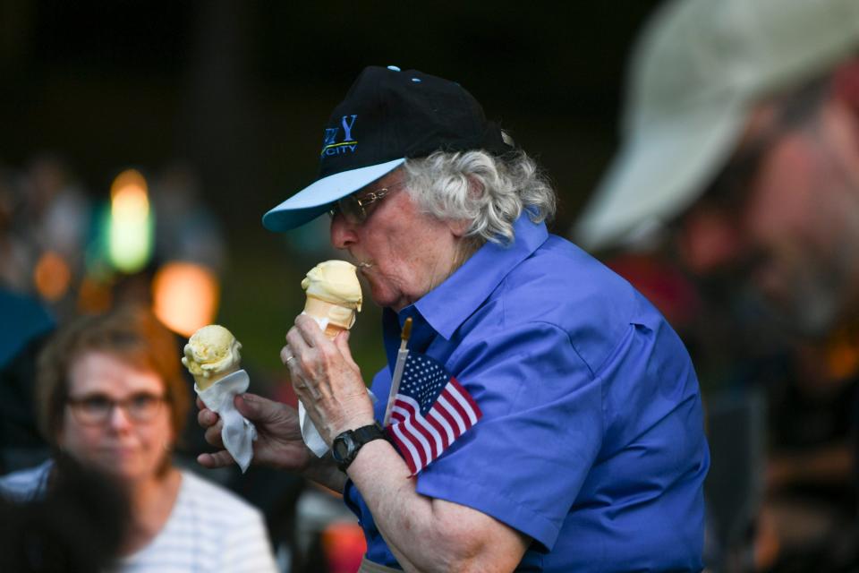 Celebrating Independence with the Oak Ridge Community Band and fireworks show at A.K. Bissell Park during Oak Ridge's 4th of July celebration on Thursday, July 4, 2024 in Tennessee.