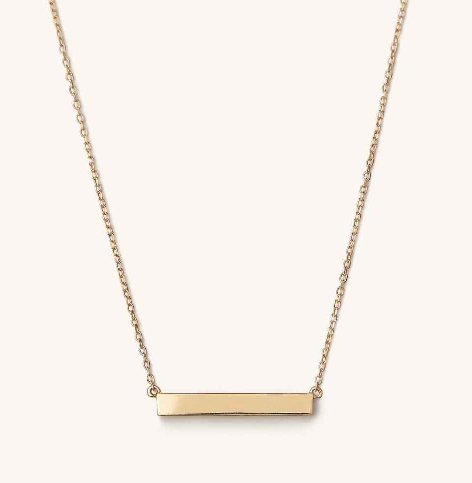 Engravable 14K Gold Bar Necklace