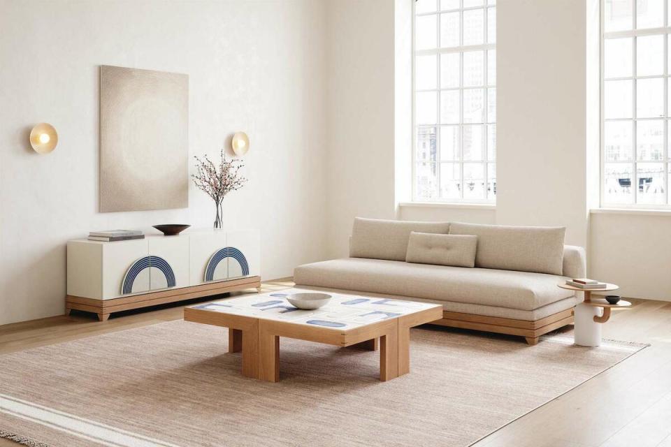 The Vol.1 collaborator series by Stillmade, including the Painted credenza by Michele Quan, the Jane coffee table by Danny Kaplan, the Clifton sofa by Mignogna Studio and the Kim side table by Pat Kim