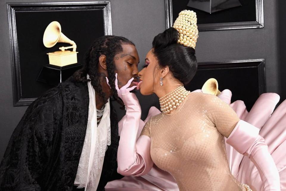 From left: Offset and Cardi B at the 2019 Grammys