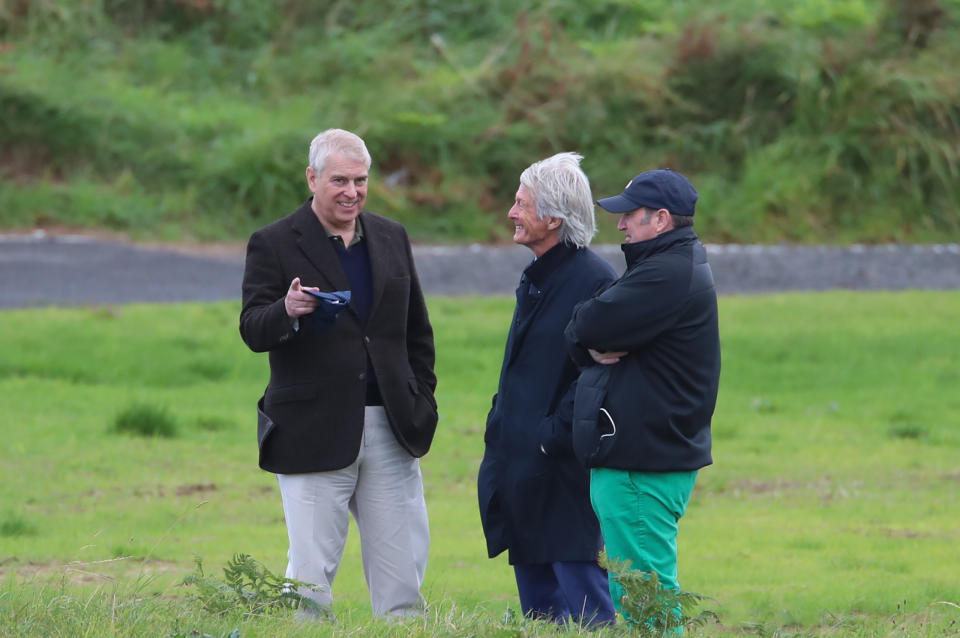 The Duke of York with solicitor Paul Tweed (centre) as he attends The Duke of York Young Champions Trophy at the Royal Portrush Golf Club in County Antrim. (Photo by Liam McBurney/PA Images via Getty Images)