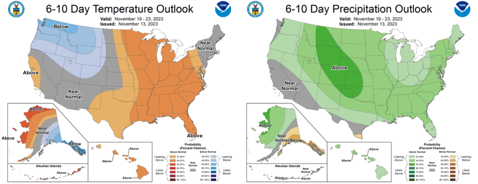 Below-average temperatures and above-average precipitation could result in snowfall around the Tri-Cities in the days leading upto and on Thanksgiving.