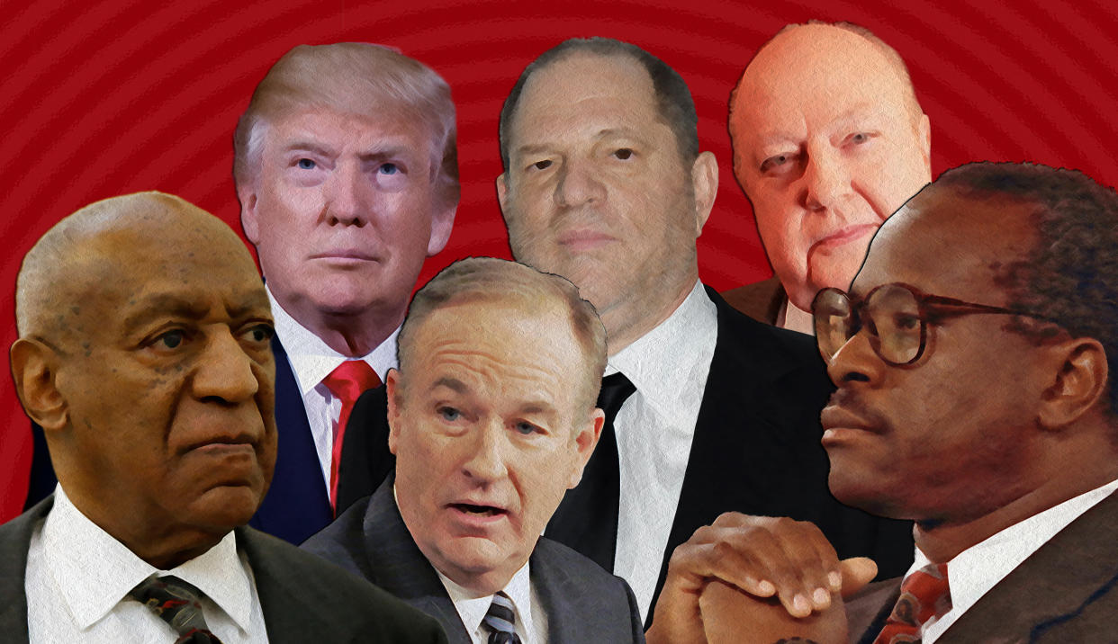 Bill Cosby, Donald Trump, Bill O'Reilly, Harvey Weinstein, Roger Ailes, Clarence Thomas