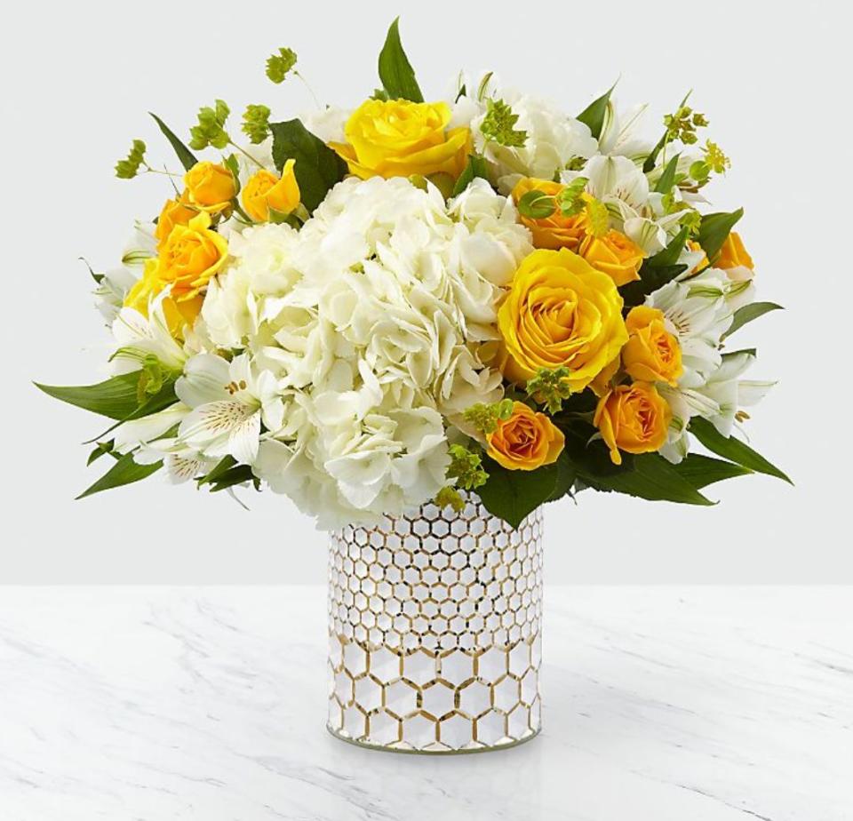 <a href="https://fave.co/3coToEY" target="_blank" rel="noopener noreferrer">ProFlowers</a> has a lot of colorful arrangements, if you're hoping to send something that'll brighten up your mom's day. The bouquets usually have shades of yellow and purple. There's this<a href="https://fave.co/3exRFPo" target="_blank" rel="noopener noreferrer"> "Bee's Knees" bouquet</a> with a honeycomb vase and a <a href="https://fave.co/2ynDzjj" target="_blank" rel="noopener noreferrer">sunflower-filled "Sweet as Lemonade"</a> one, too. Fresh flowers can start at $35 and go up to about $100. ProFlowers can be delivered the <a href="https://fave.co/3eFa2lQ" target="_blank" rel="noopener noreferrer">same day</a> up until 2 p.m. in most of the U.S., and you can opt to <a href="https://fave.co/3cueJwC" target="_blank" rel="noopener noreferrer">ship flowers in a gift box</a>, too. But we'd recommend picking a day early to get the bouquet delivered to your mom's door. <br /><br /><a href="https://fave.co/2XEWGjo" target="_blank" rel="noopener noreferrer">Check out the Mother's Day collection at ProFlowers</a>.