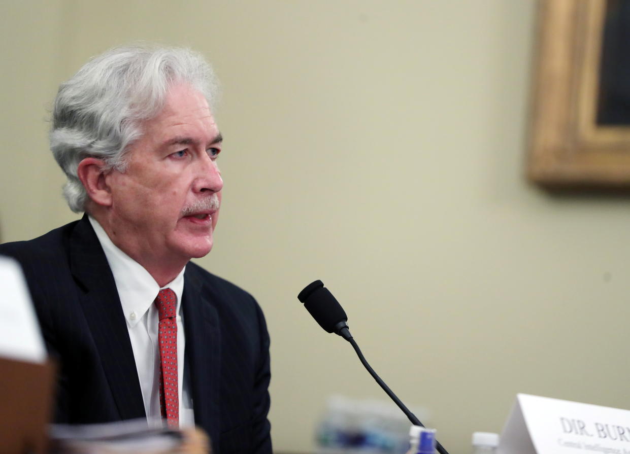 CIA Director William Burns speaks during a House Intelligence Committee hearing on worldwide threats, in Washington, D.C., U.S., April 15, 2021. Tasos Katopodis/Pool via REUTERS