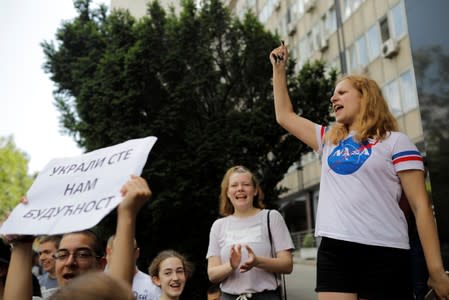 Serbia's primary schools students protest in Belgrade over math test leak