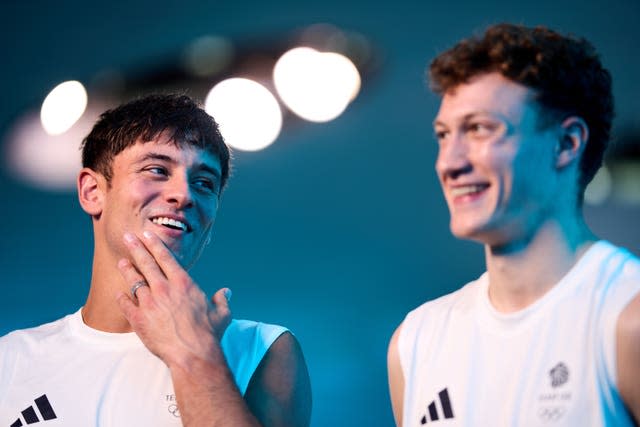 Tom Daley and Noah Williams talking