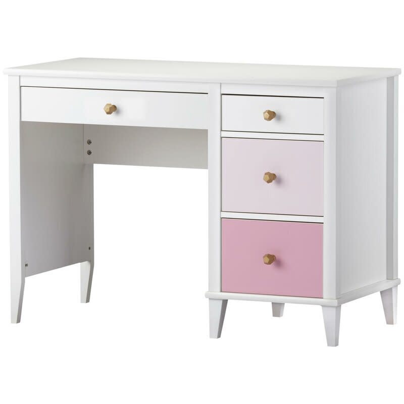 This desk has plenty of storage and drawers with built-in stops that are safer for kids. There are two options for drawer knobs to personalize. ﻿<a href="https://fave.co/3eUJFHg" target="_blank" rel="noopener noreferrer">Find it for $195 at Wayfair</a>.