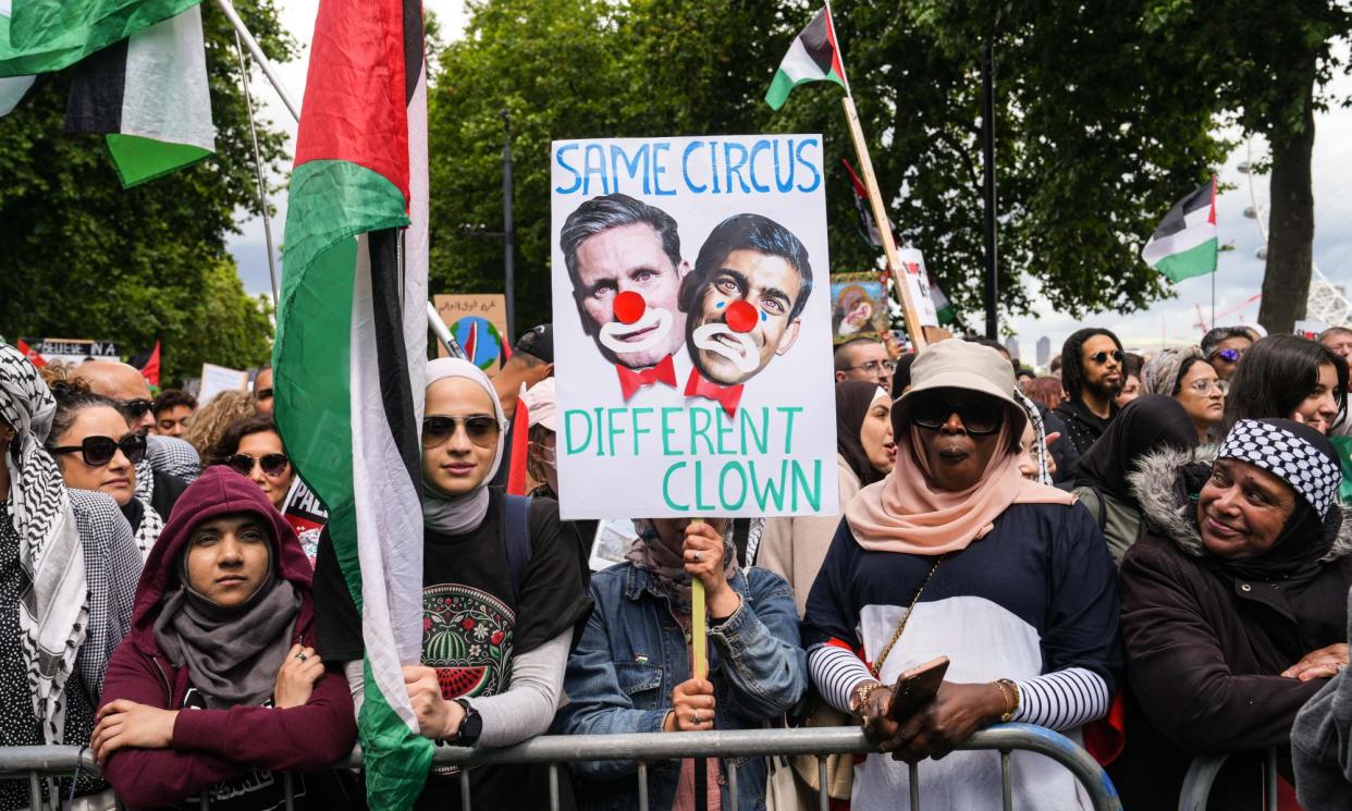 <span>The first pro-Palestine March in London after the election of the Labour government under Keir Starmer, 6 July.</span><span>Photograph: Antonio Olmos/The Observer</span>