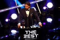 Soccer Football - The Best FIFA Football Awards - Royal Festival Hall, London, Britain - September 24, 2018 Reynald Pedros after winning the Best Women's Coach award Action Images via Reuters/John Sibley