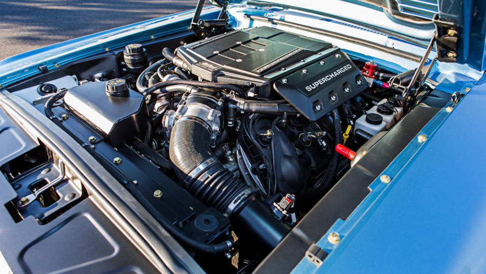 The supercharged V-8 inside Hi-Tech Automotive's 1967 Shelby GT500 reproduction.