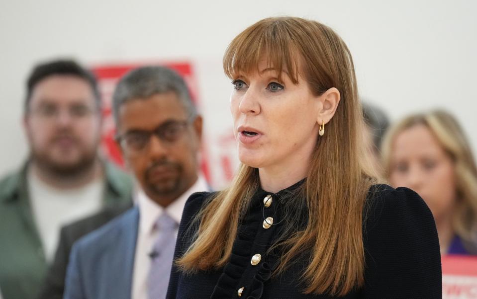 Angela Rayner, the Labour deputy leader, launches the Welsh Labour election campaign alongside Vaughan Gething in Llandudno this morning