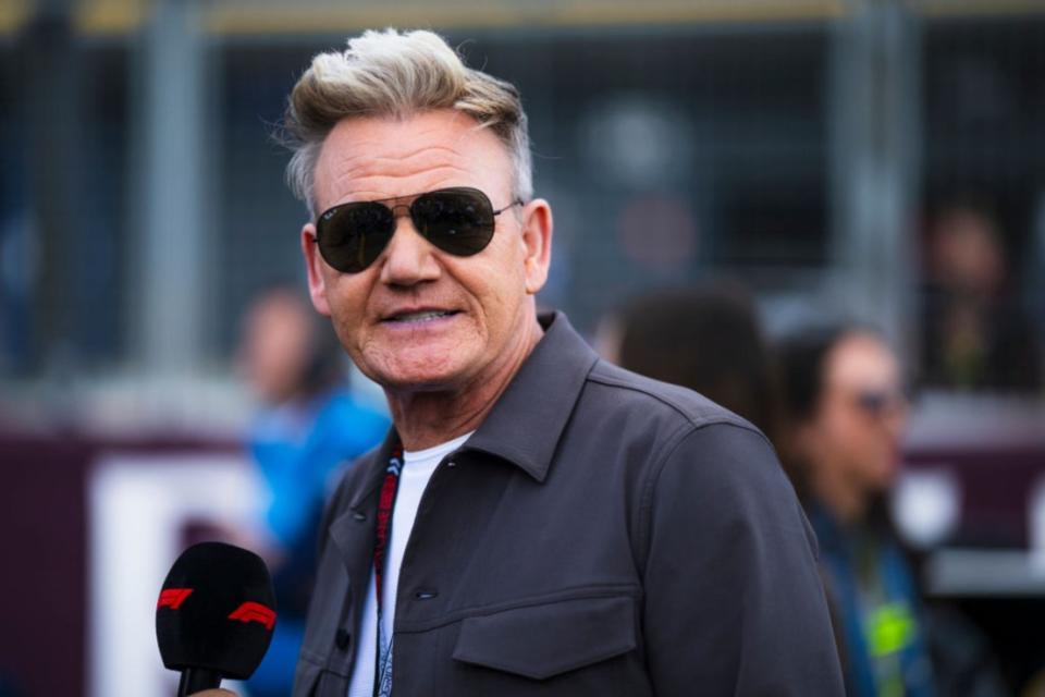 Gordon Ramsay looks on, on the grid prior to the F1 Grand Prix of Great Britain at Silverstone Circuit on July 07, 2024 in Northampton, England. (Photo by Rudy Carezzevoli/Getty Images)