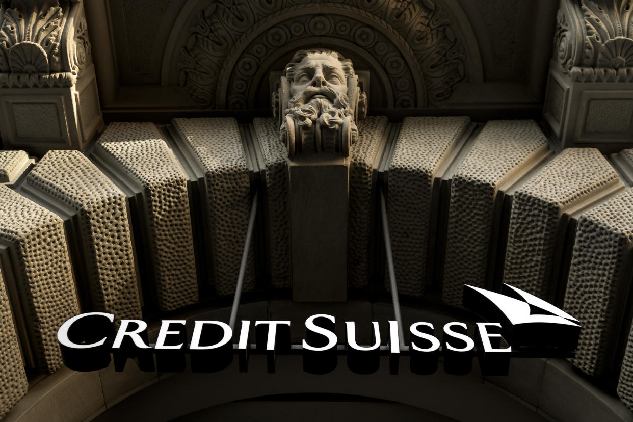 The logo of Swiss banking giant Credit Suisse is seen on October 17, 2017 in Zurich. / AFP PHOTO / Fabrice COFFRINI        (Photo credit should read FABRICE COFFRINI/AFP/Getty Images)