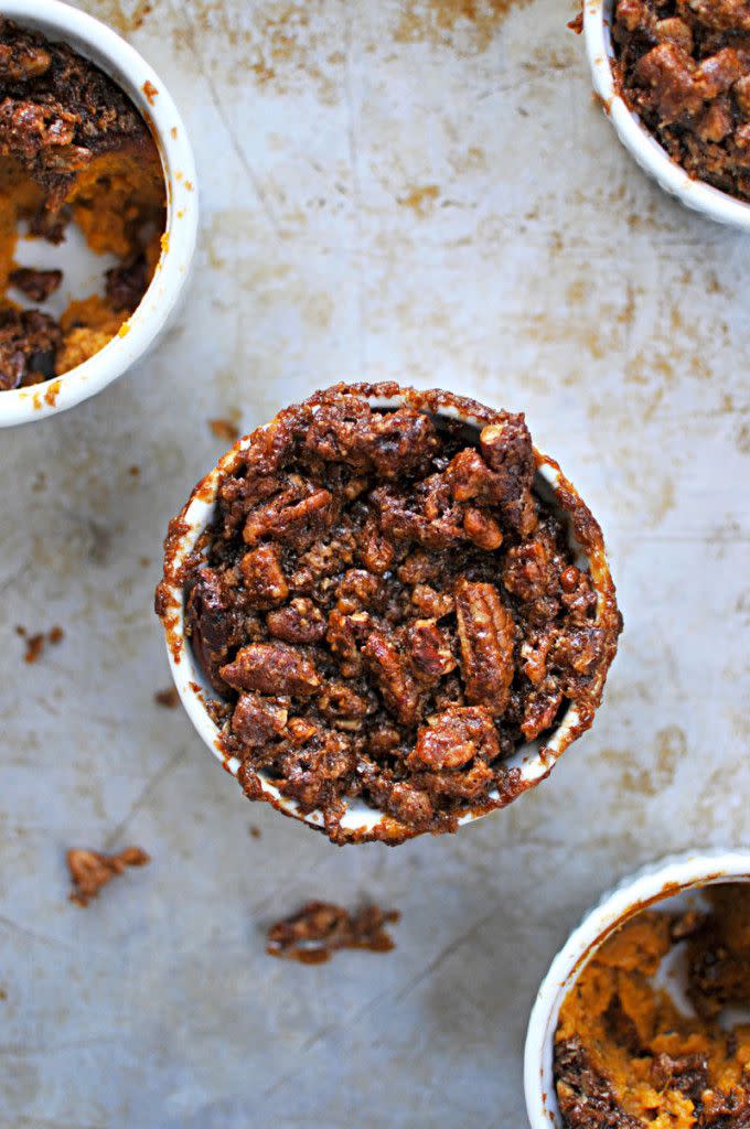 Mini Sweet Potato Soufflés with Pecan Pie Streusel