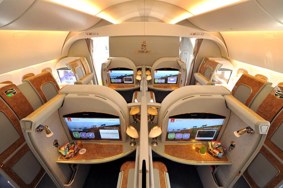 An first-class suite on an Emirates plane.