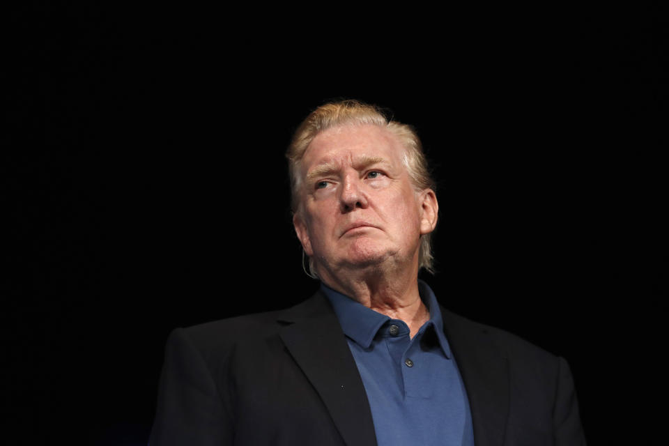 President Donald Trump arrives at McLean Bible Church, in Vienna, Va., Sunday June 2, 2019. (AP Photo/Jacquelyn Martin)