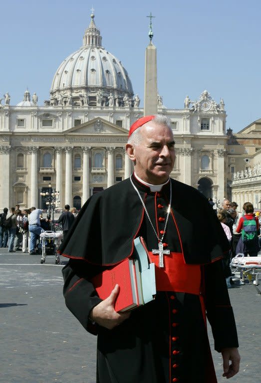 Cardinal Keith Michael Patrick O'Brien of Scotland arrives at St Peter's Square in the Vatican on April 6, 2005. O'Brien, Britain's most senior Roman Catholic cleric, resigned Monday in the wake of allegations of inappropriate behaviour and said he would not take part in a conclave to elect the new pope