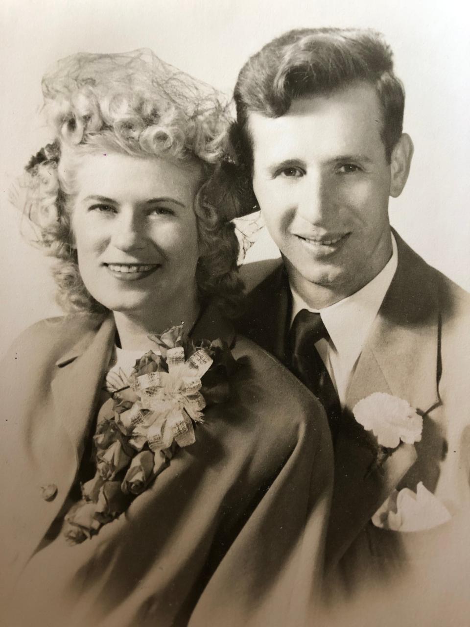 Veronica Chadwick, of Rockland, and Amelian "Pat" Pastuszak, of Abington, on their wedding day in 1948.