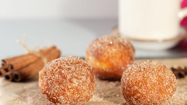 Donut holes with cinnamon sugar