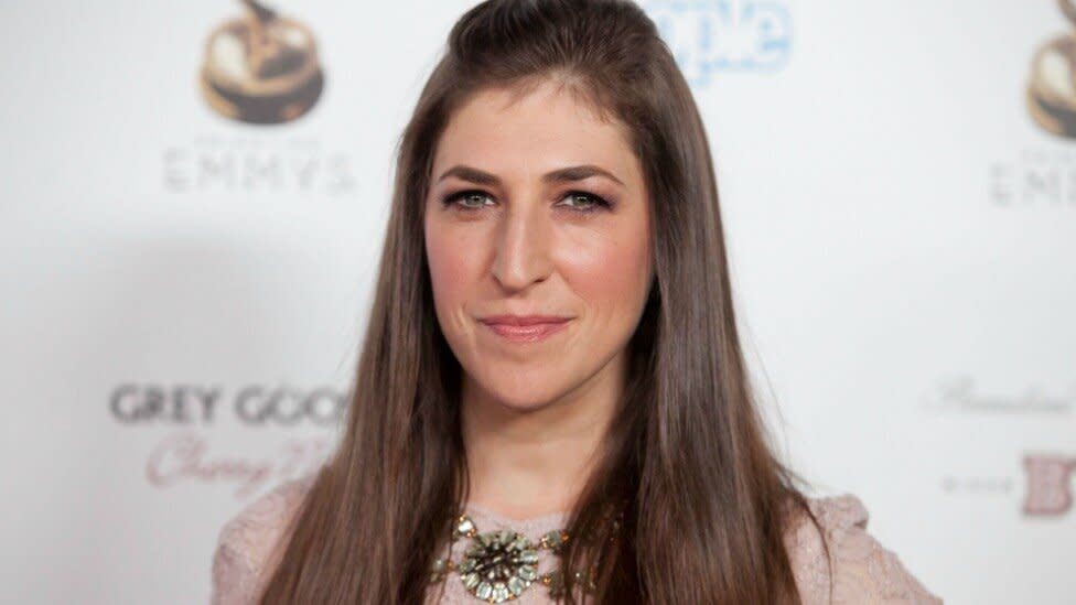 Big Bang Theory's Mayim Bialik, pictured on the red carpet, has clapped back at body shamer