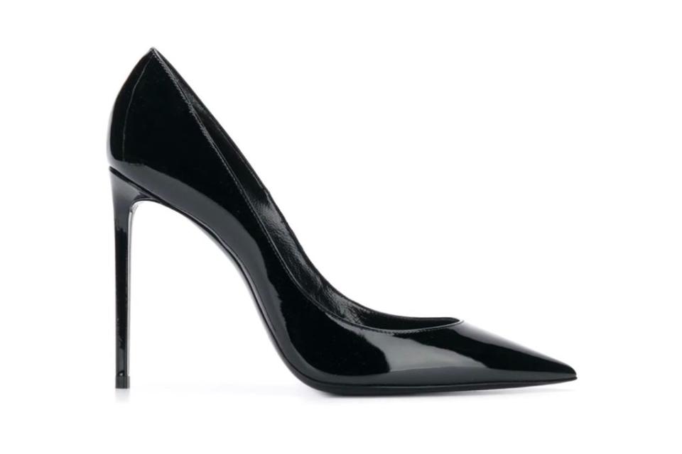 saint laurent, zoe patent leather pumps, black heels