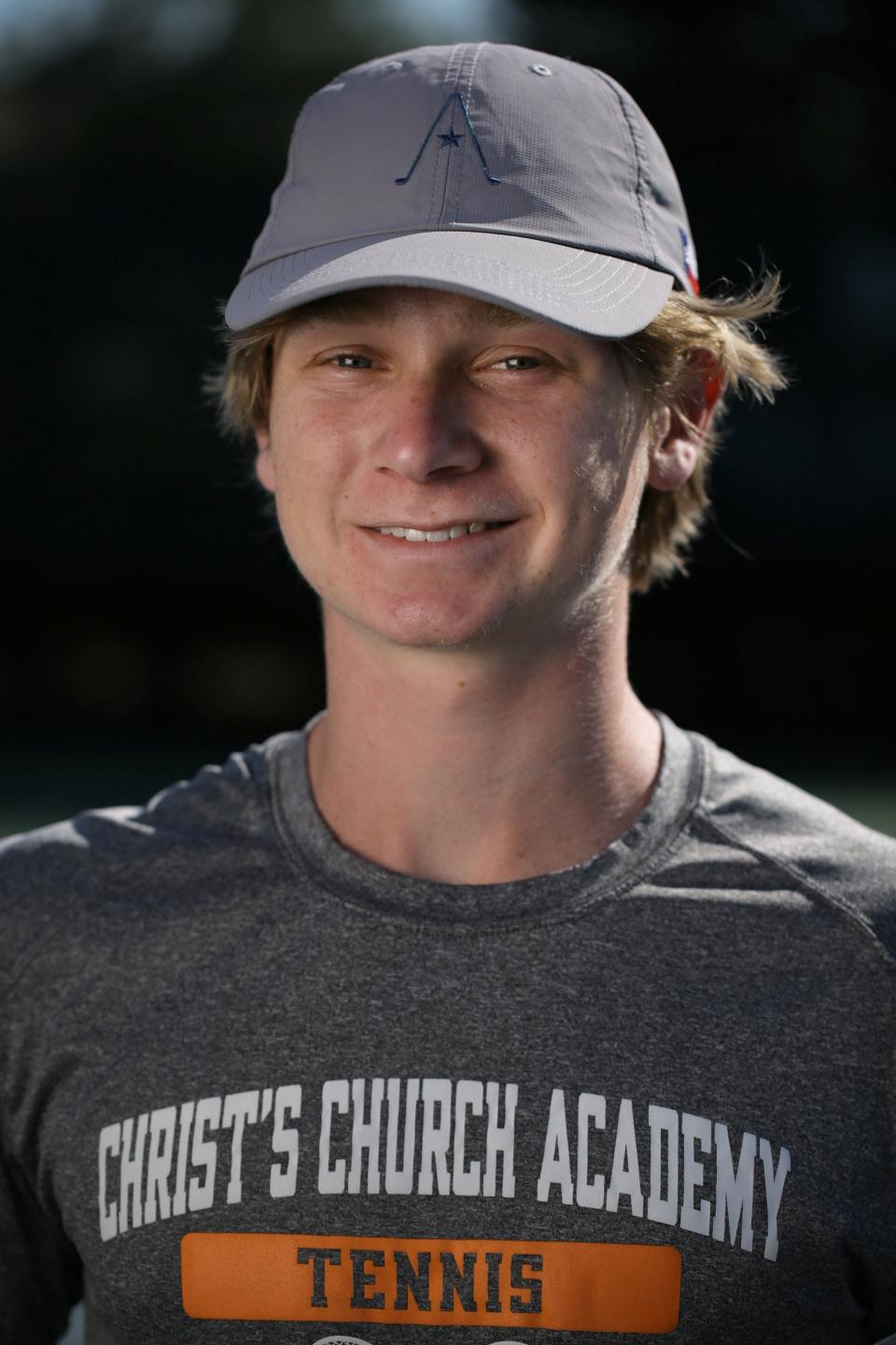 Chase Healey, a rising senior at Christ's Church Academy is the Florida Times-Union's All-First Coast boys tennis player of the year. Photographed Friday, June 3, 2022 at the tennis courts of the St. Johns Golf & Country Club. [Bob Self/Florida Times-Union]
