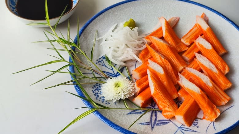 Cut up imitation crab sticks 