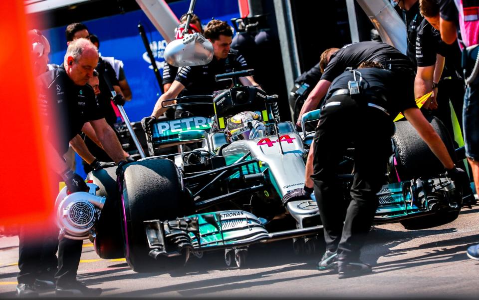 Lewis Hamilton has had problems with his Mercedes all weekend and starts a provisional 13th on the grid - Credit: SRDJAN SUKI /EPA