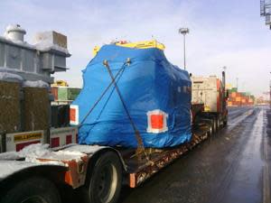 Transformer arriving at the Port of Montréal. Arrival at Bécancour scheduled this Friday, January 22, 2021.