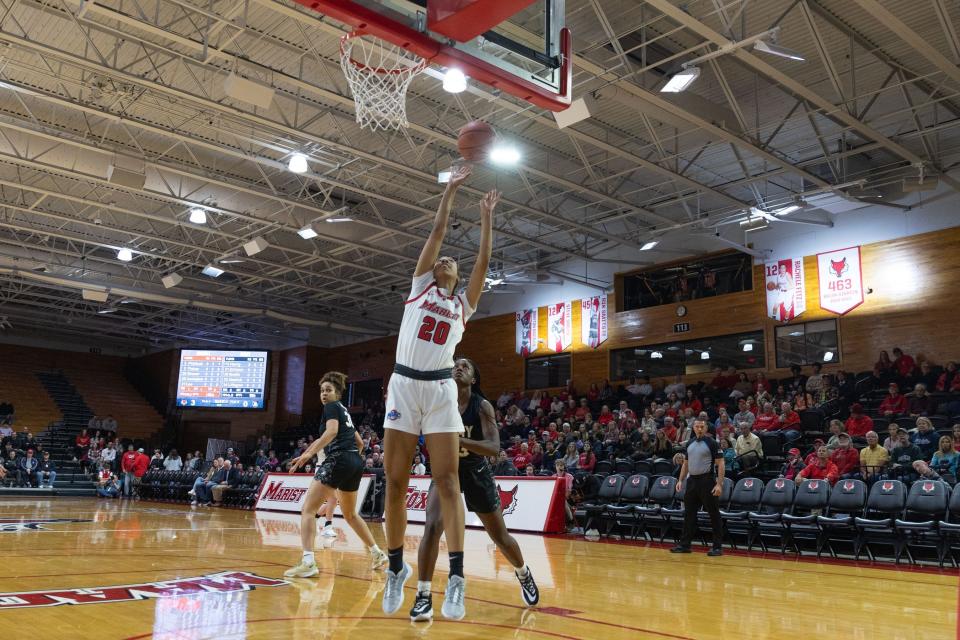 Marist's Zaria Shazer goes up for a layup against Army during their women's basketball season opener on Nov. 9, 2023.