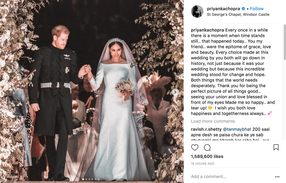 Meghan’s friends sent touching messages to her after the Big Day.