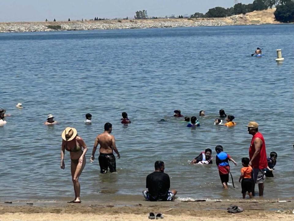 Families and friends splashed in the cool waters of Folsom Lake over Independence Day weekend, trying to avoid the excessive heat during the hottest day yet of 2023.