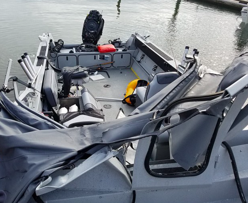 <em>Both boats suffered serious damage (Hermiston Police Department)</em>