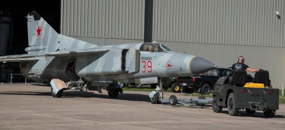 A Soviet-made MiG-23MS Flogger-E combat jet the U.S. Air Force acquired during the Cold War as part of its FME efforts, now on display at the National Museum of the US Air Force. <em>USAF</em>