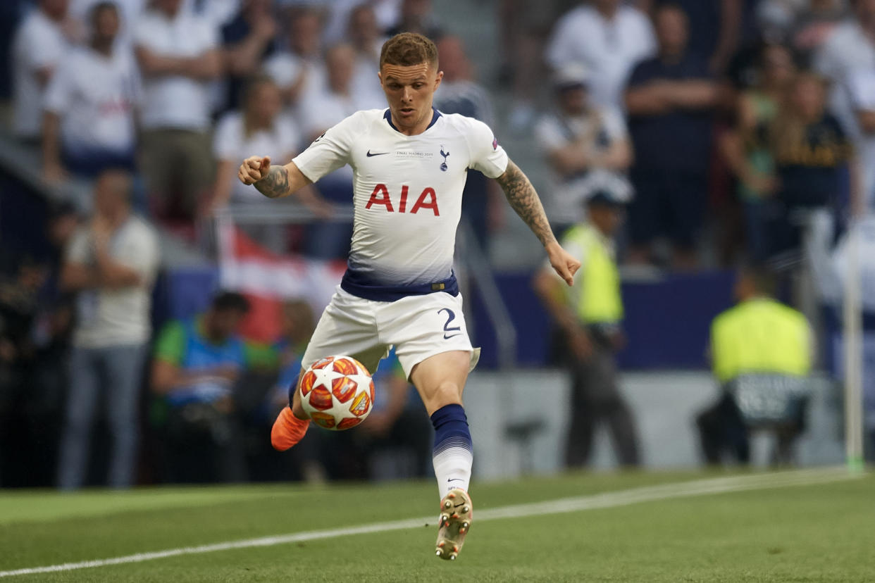 Kieran Trippier of Tottenham during the UEFA Champions League Final between Tottenham Hotspur and Liverpool at Estadio Wanda Metropolitano on June 1, 2019 in Madrid, Spain. (Photo by Jose Breton/NurPhoto via Getty Images)