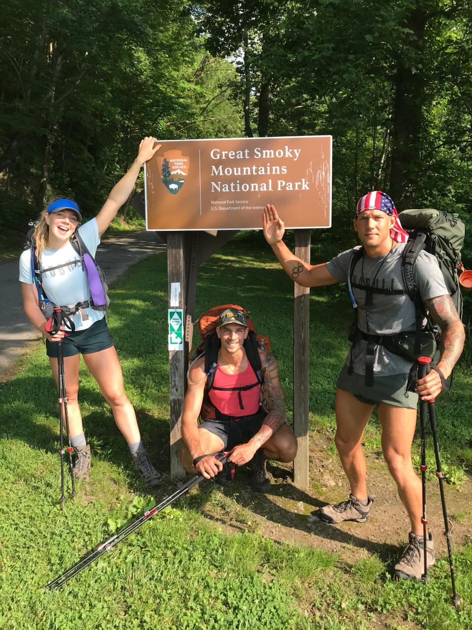 Olympic swimmer Caeleb Dressel took a hiking trip with his family during the pandemic, something he usually isn't able to do during his season. Here he's shown with siblings Kaitlyn and Tyler.