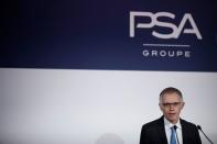 Carlos Tavares, chief executive officer of PSA Group, speaks during the annual results news conference at their headquarters in Rueil-Malmaison, near Paris