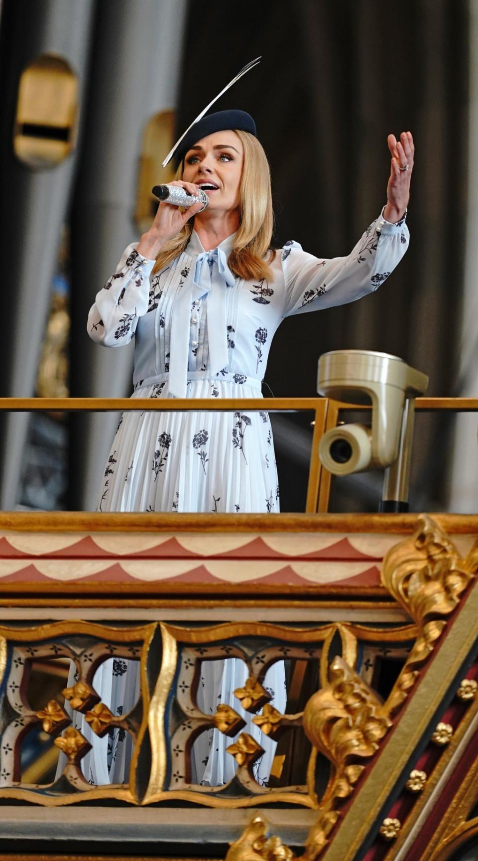 Katherine Jenkins performs We’ll Meet Again during the memorial service. (Yui Mok/PA) (PA Wire)