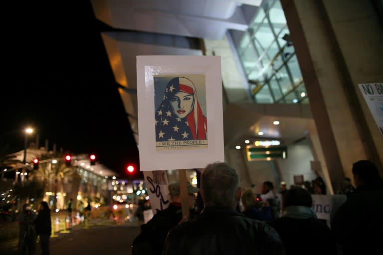 The United States has seen regular protests, as here in San Diego on March 6, against President Donald Trump's revised travel ban