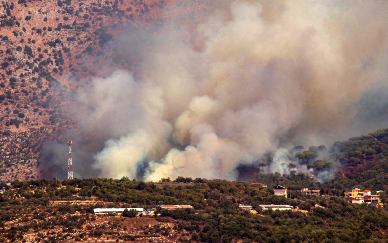 Another Israeli strike hit the outskirts of the southern Lebanese village of Rachaya al-Fukhar on September 15