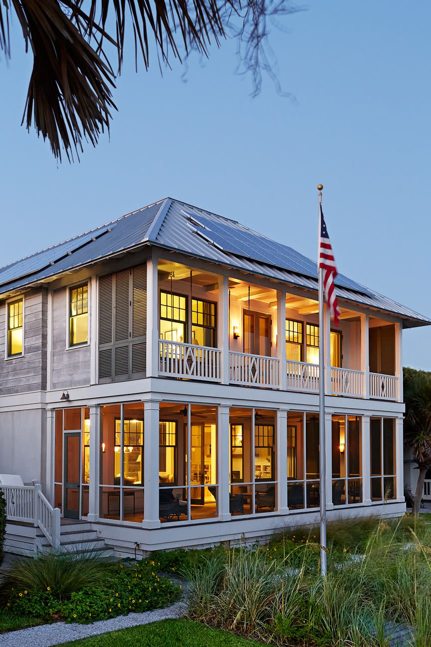 a house with a flag in the front