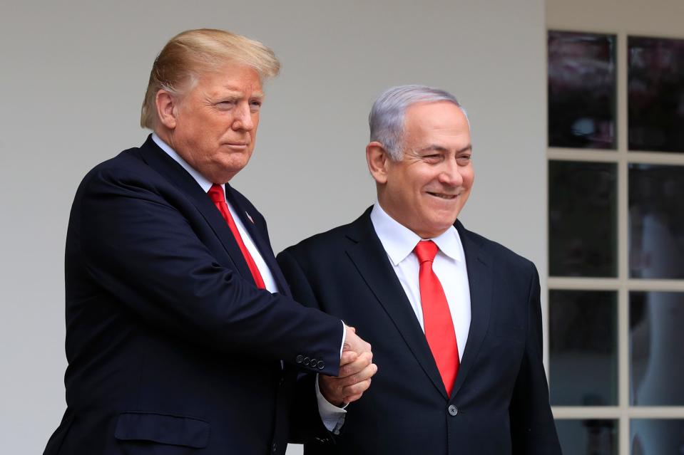 President Donald Trump and Israeli Prime Minister Benjamin Netanyahu at the White House on March 25, 2019.